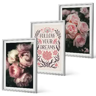 Vintage roses dreams wall art set with an inscription