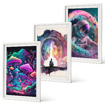 Three-piece wall art piece Colorful fantasy art illustrations