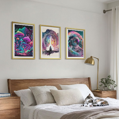Three-piece wall art piece Colorful fantasy art illustrations