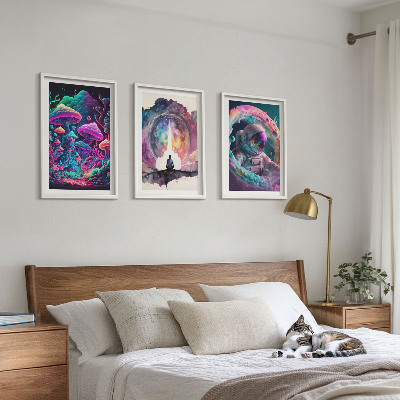 Three-piece wall art piece Colorful fantasy art illustrations