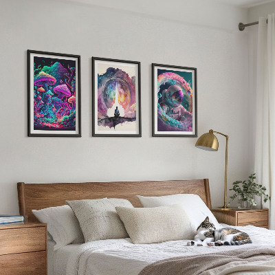 Three-piece wall art piece Colorful fantasy art illustrations
