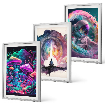 Three-piece wall art piece Colorful fantasy art illustrations