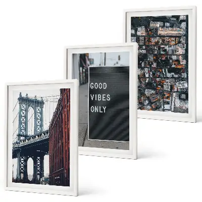 Wall art set Bridge city inscriptions bird view