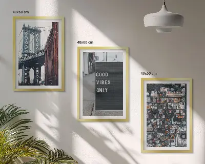 Wall art set Bridge city inscriptions bird view