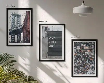 Wall art set Bridge city inscriptions bird view