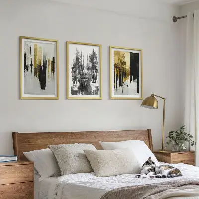 Three-piece abstract portrait wall art set contrasting style