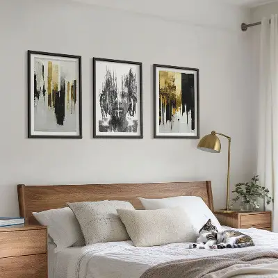 Three-piece abstract portrait wall art set contrasting style
