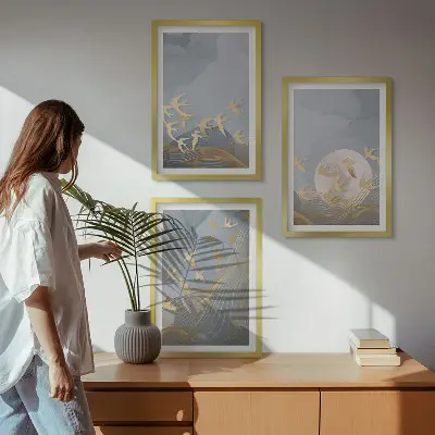 Wall art set Birds flying in the sky