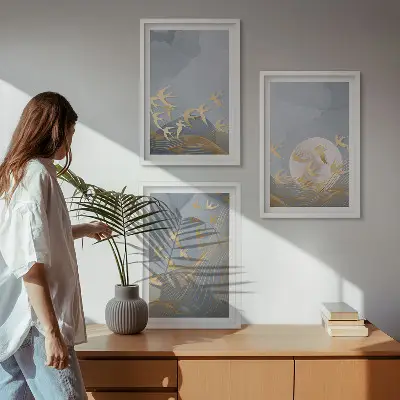 Wall art set Birds flying in the sky
