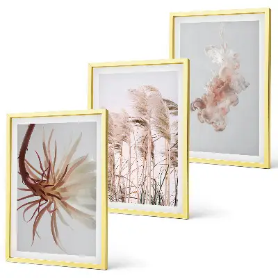 Grass flowers wall art set on a light background
