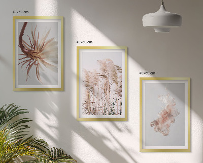 Wall art set Grass flowers light background set