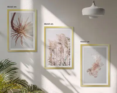 Grass flowers wall art set on a light background