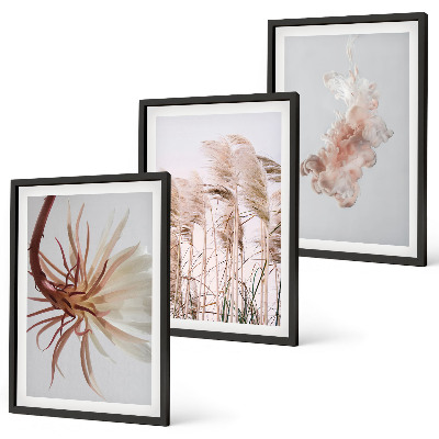 Wall art set Grass flowers light background set
