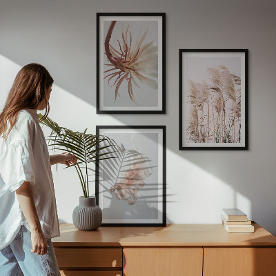 Wall art set Grass flowers light background set