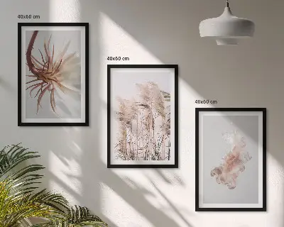 Grass flowers wall art set on a light background