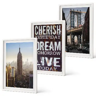 Three-piece New York landscape wall art with inspirational quote
