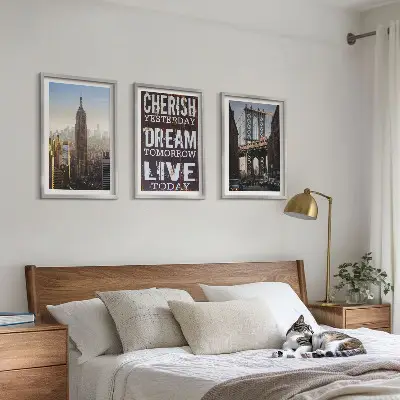 Three-piece New York landscape wall art with inspirational quote