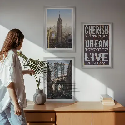 Three-piece New York landscape wall art with inspirational quote