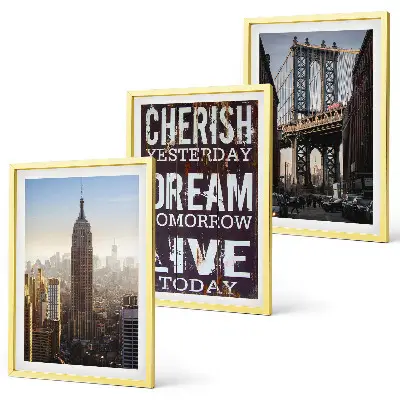 Three-piece New York landscape wall art with inspirational quote