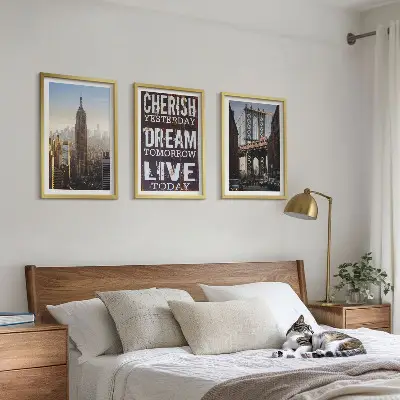 Three-piece New York landscape wall art with inspirational quote