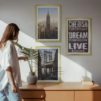 Three-piece New York landscape wall art with inspirational quote