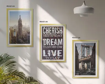 Three-piece New York landscape wall art with inspirational quote