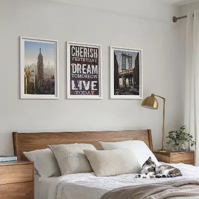 Three-piece New York landscape wall art with inspirational quote