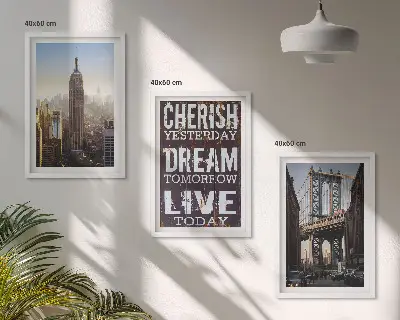 Three-piece New York landscape wall art with inspirational quote
