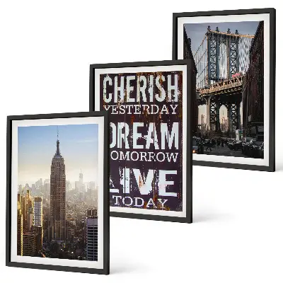 Three-piece wall art piece New York landscapes quote