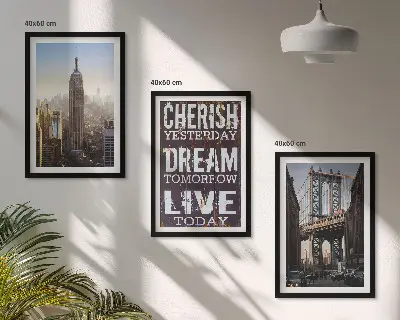 Three-piece New York landscape wall art with inspirational quote