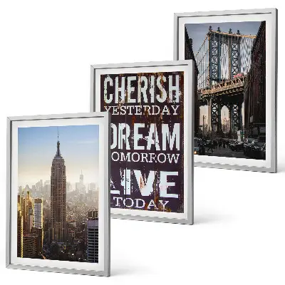 Three-piece wall art piece New York landscapes quote