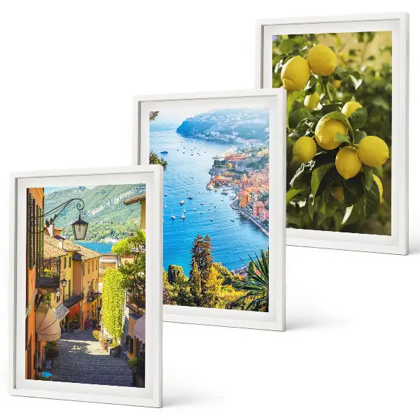 Wall art set seaside streets and sea of lemons design