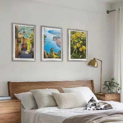 Wall art set seaside streets and sea of lemons design