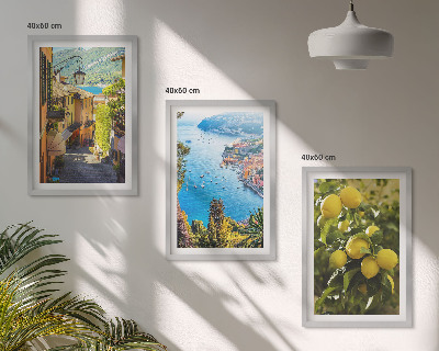 Wall art set Seaside streets, sea of ​​lemons