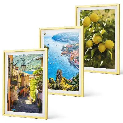 Wall art set seaside streets and sea of lemons design