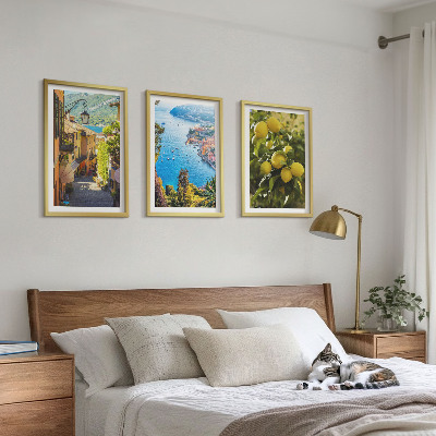 Wall art set Seaside streets, sea of ​​lemons
