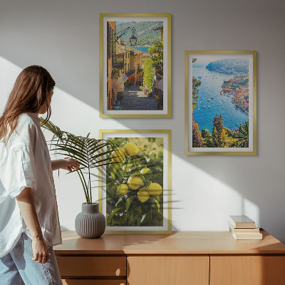 Wall art set Seaside streets, sea of ​​lemons