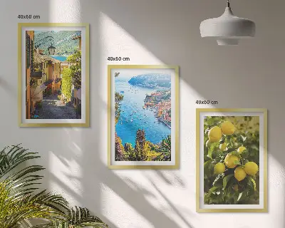 Wall art set seaside streets and sea of lemons design