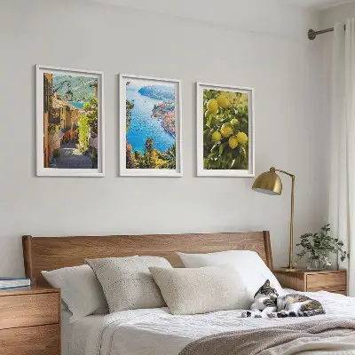 Wall art set seaside streets and sea of lemons design