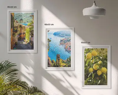 Wall art set seaside streets and sea of lemons design