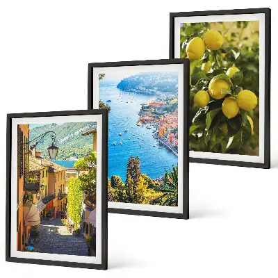 Wall art set seaside streets and sea of lemons design