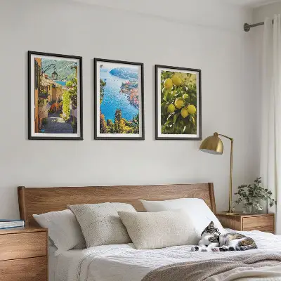 Wall art set seaside streets and sea of lemons design