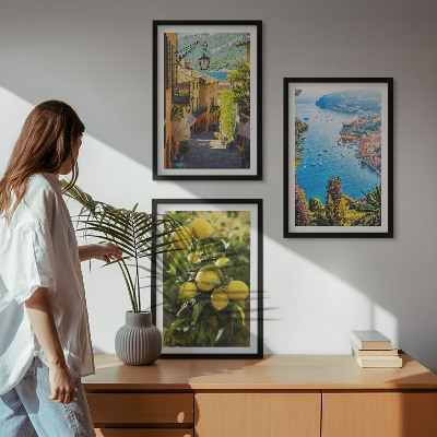Wall art set Seaside streets, sea of ​​lemons