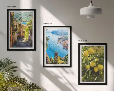 Wall art set seaside streets and sea of lemons design