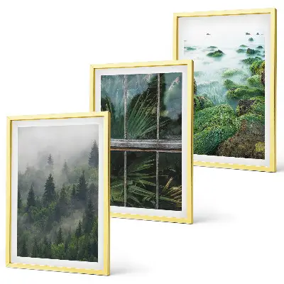 Three-piece wall art set forest fog river bank design
