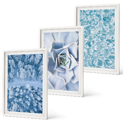 Wall art set Winter forest blue flower water