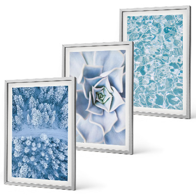 Wall art set Winter forest blue flower water