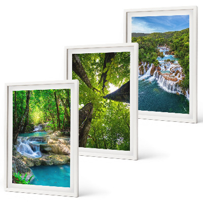 Wall art set Waterfalls green forest water