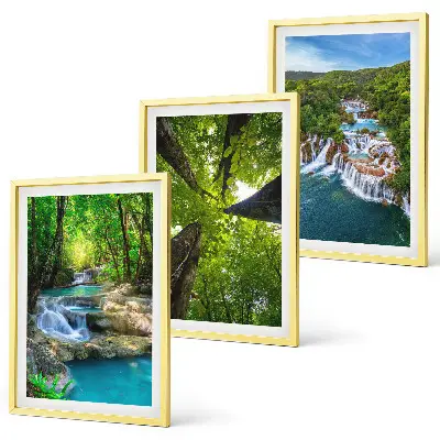 Wall art set waterfalls in a green forest