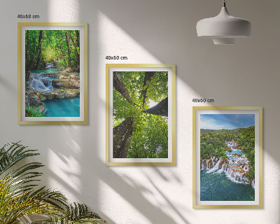 Wall art set Waterfalls green forest water